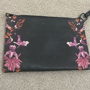 black floral wristlet bag